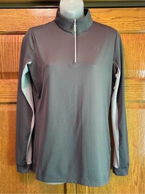 Hadley SunShield Gray 1/4 Zip Mock Neck Long Sleeve Activewear Top, size M